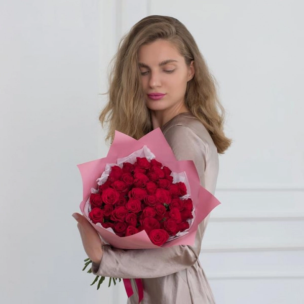 Букет из 41 красной розы (Кения) 40 см в Тюмени